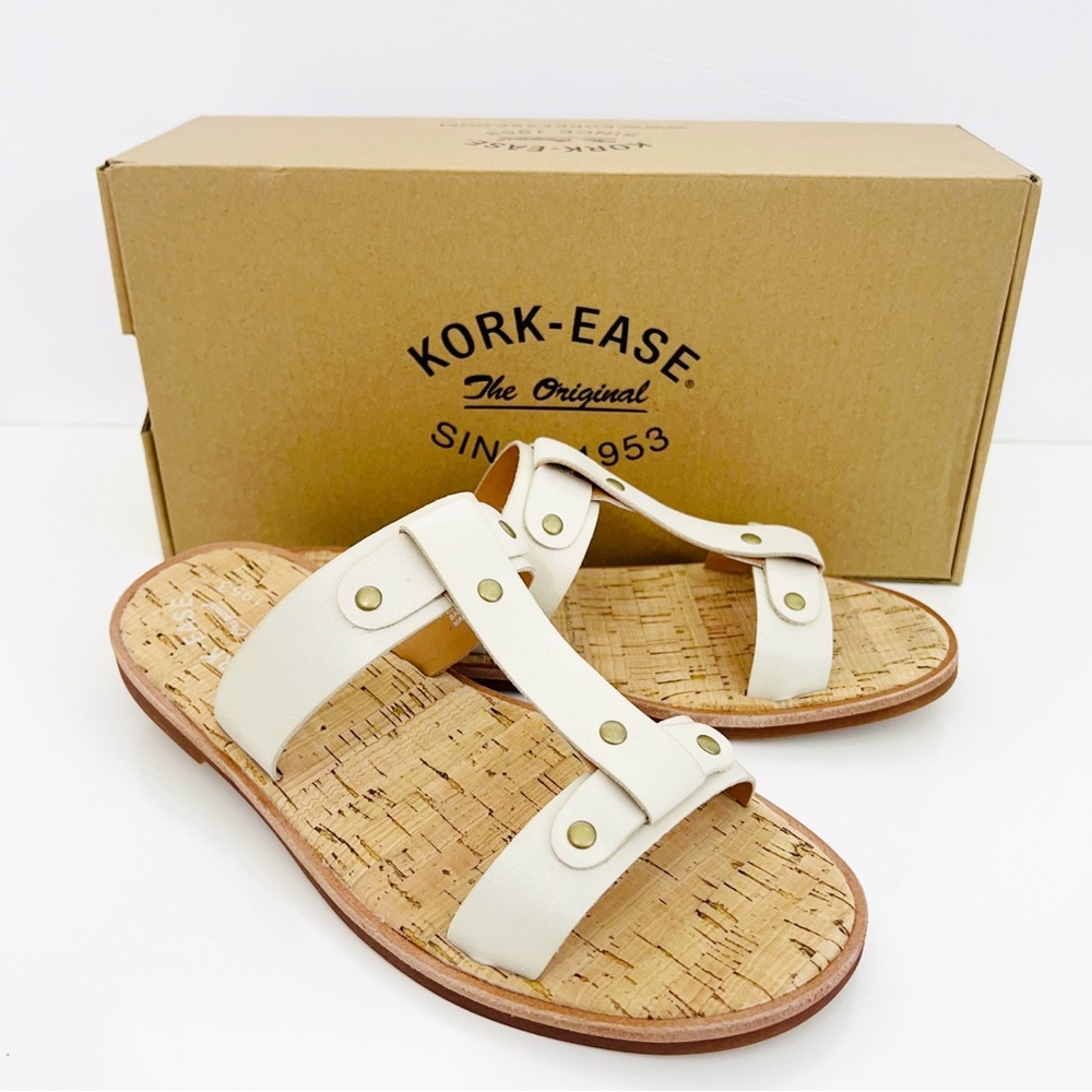 Kork-Ease NEW Basel Cream 100% Leather Sandals Slides